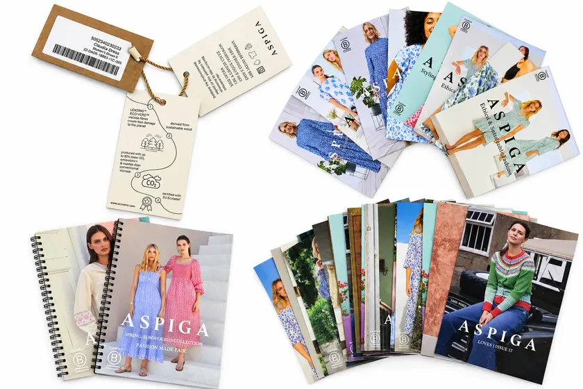 Aspiga booklets, brochures and swing tags