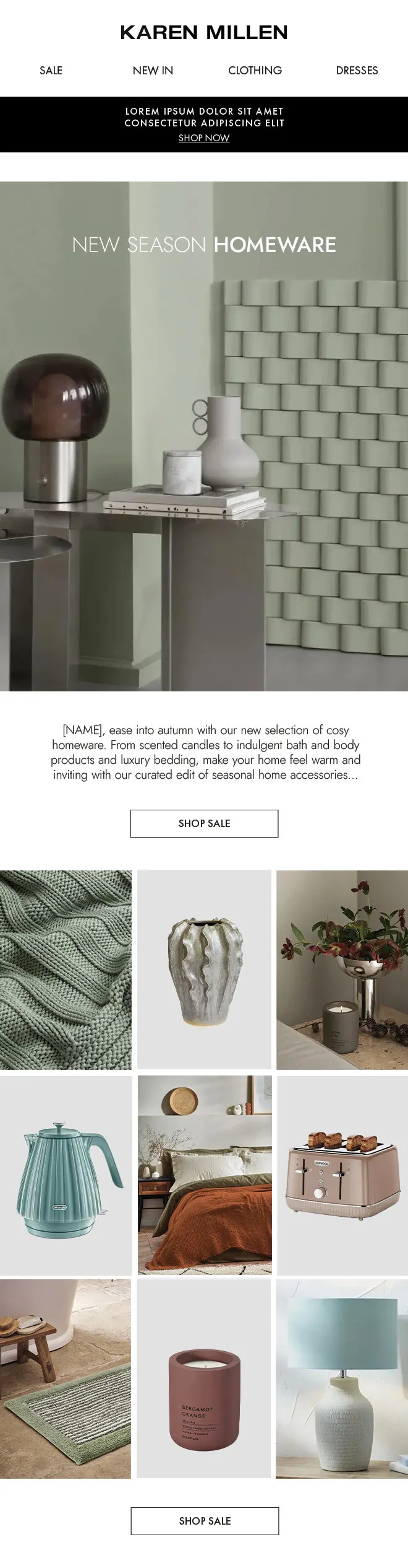 New season homeware email