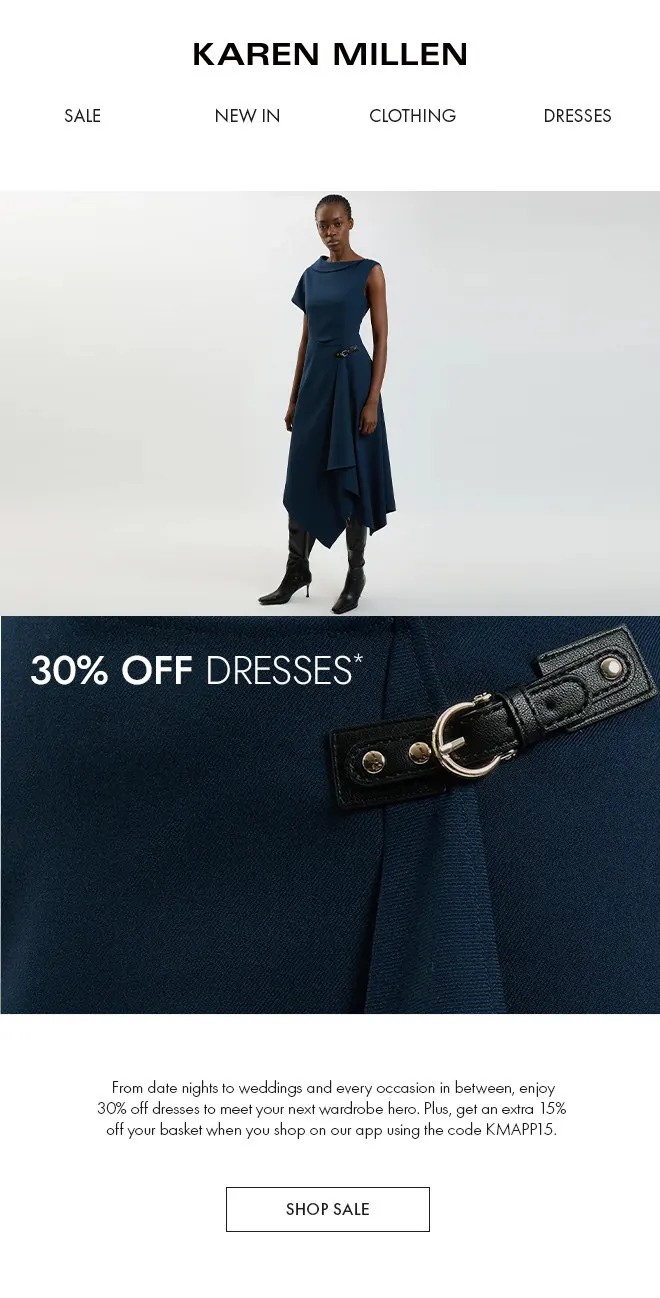 30% off dresses email