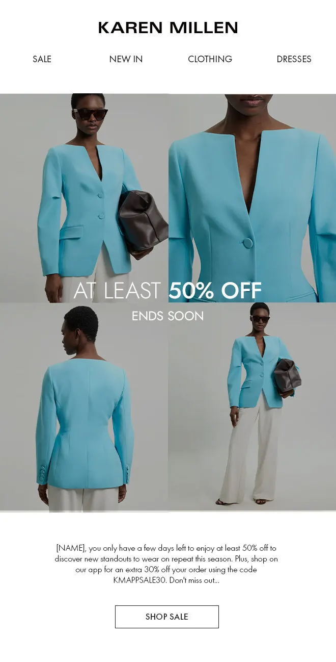 At least 50% off email