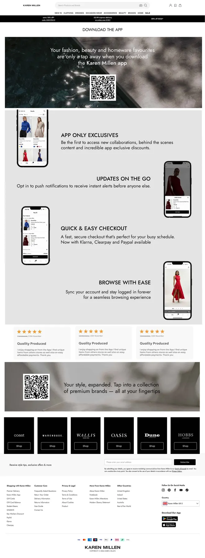 App landing page